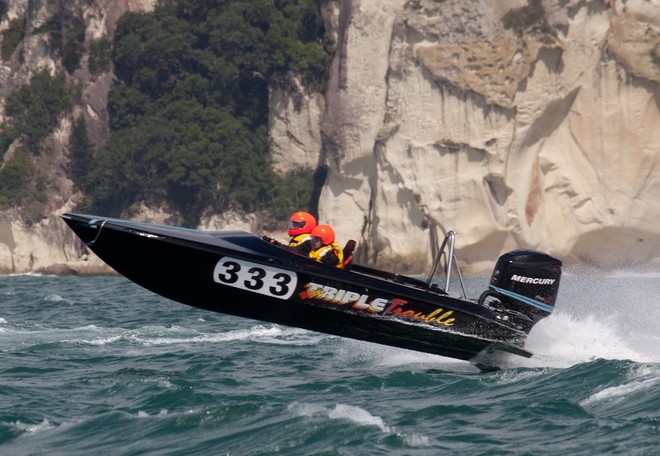 Triple Trouble takes third place on the podium at Whitianga.<br />
<br />
<br />
 - Round 5,  2012 New Zealand Powerboat series  © Cathy Vercoe LuvMyBoat.com http://www.luvmyboat.com
